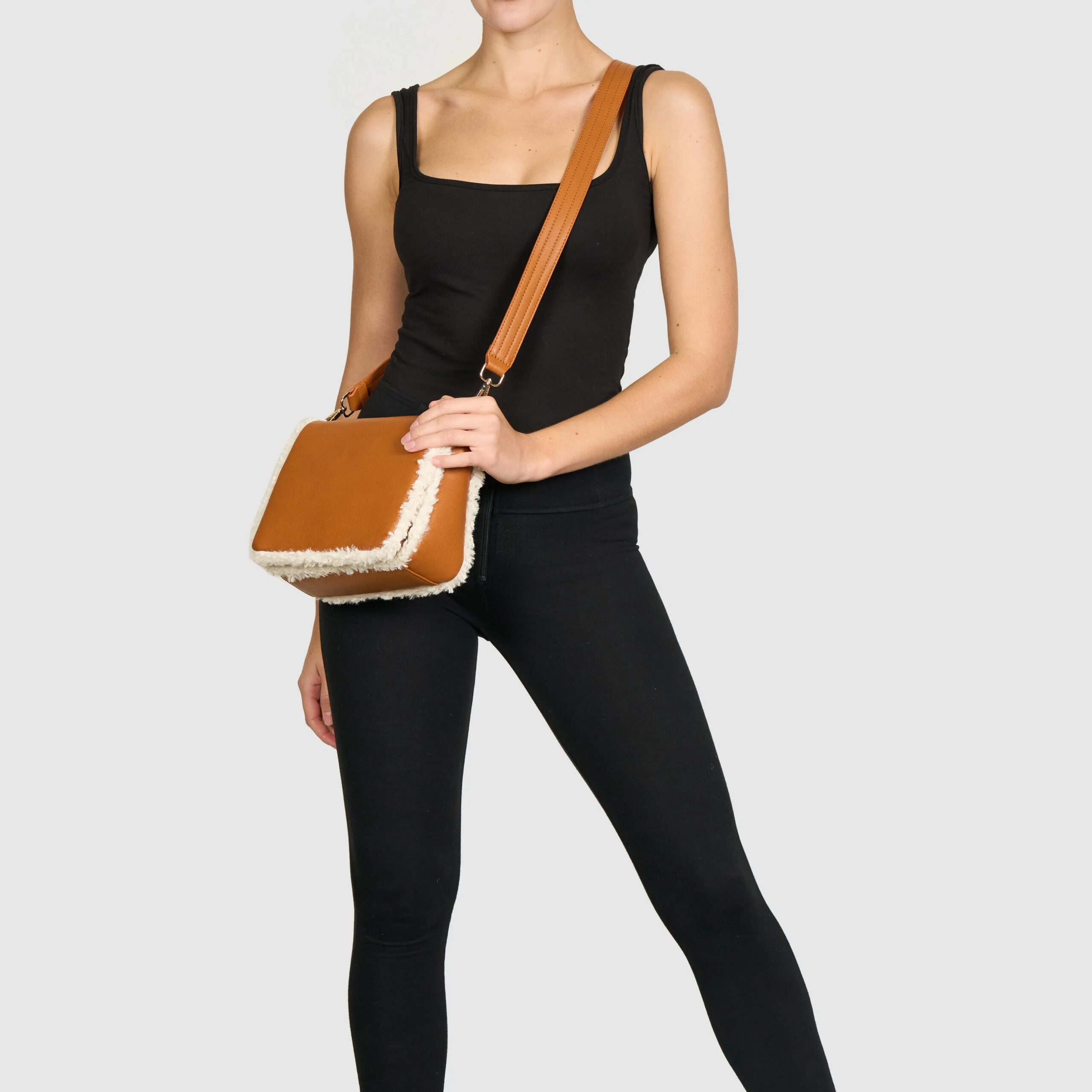 Shearling Crossbody - Tan - Image 5
